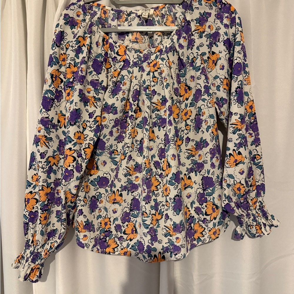 Umgee Floral Print Women's Top - Purple and Orange